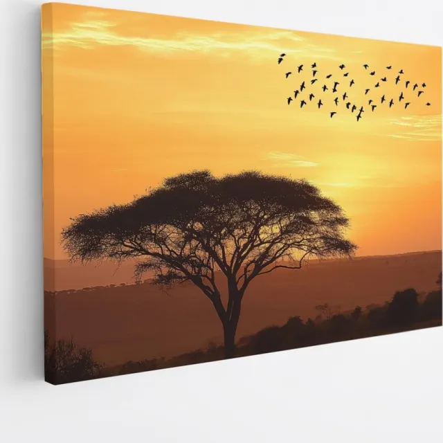 Saammp Canvas Schilderij - Vogel bij boom - Dieren - Natuur - 30x20 - Foto op canvas - Wanddecoratie - muurdecoratie Woonkamer - Slaapkamer decoratie - Canvas Print Multicolor