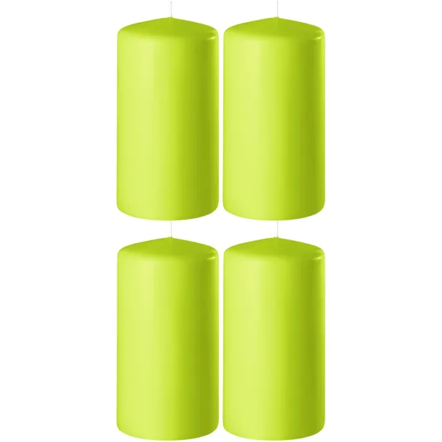 Enlightening Candles Cilinderkaars - 4x - stompkaars - limegroen - D6 x H15 cm - 58 branduren - Dikke kaarsen - Voor kandelaar of plateau