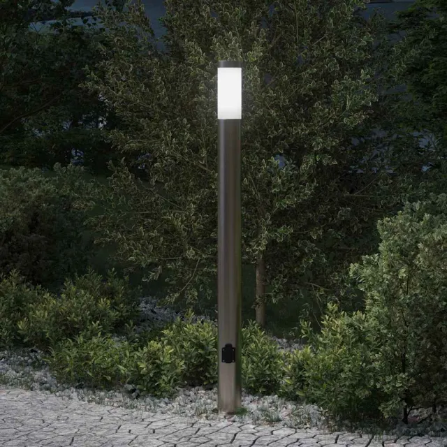 vidaXL Bolderarmatuur met stopcontact 110 cm RVS IP44 Zilver