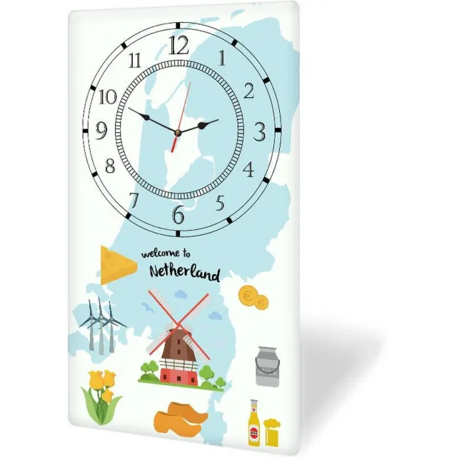 DECORITA Model 4 - Tempered Glas Wandklok - 30cm x 52cm - Glazen Gekleurd