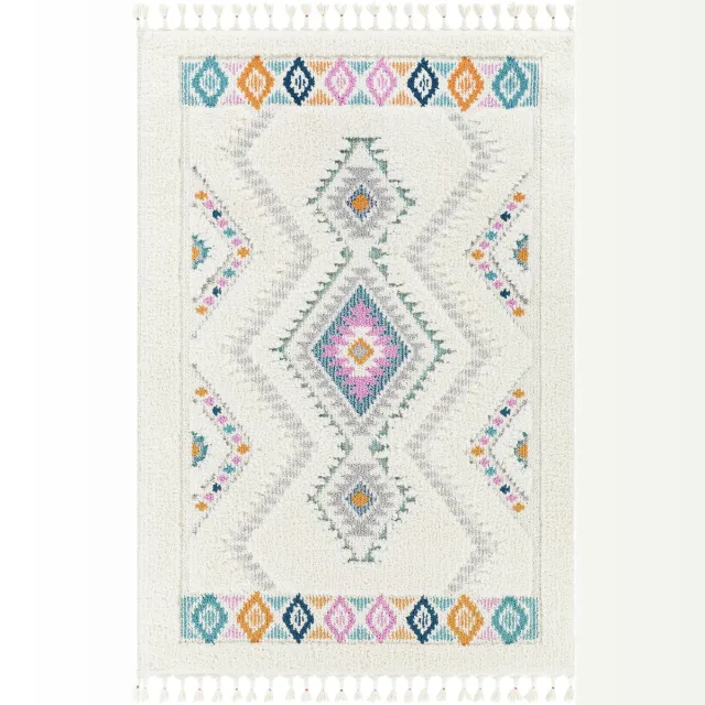 Surya LILO Modern Boho Shaggy Tapijt Meerkleurig/Wit