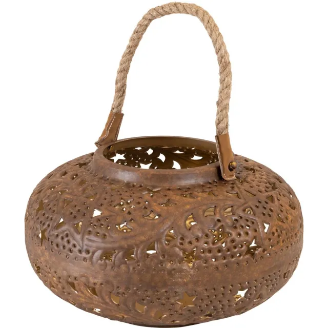 Lesli Lantaarn Wave brown antique ø30x18cm Bruin