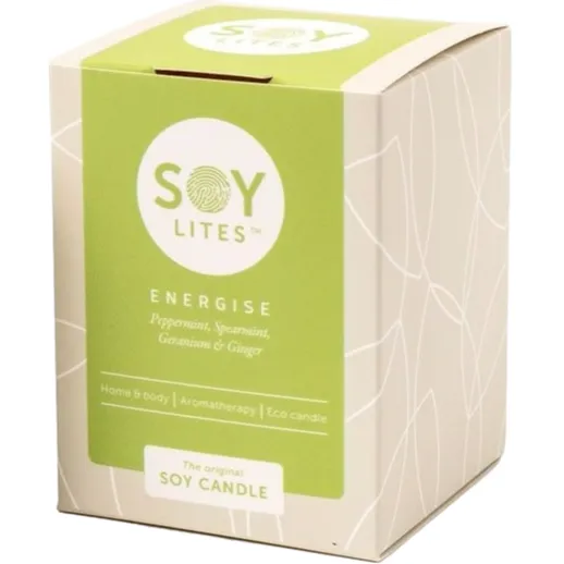 Soylites Soycandle Energise - Peppermint, Spearmint, Geranium & Ginger gebroken wit