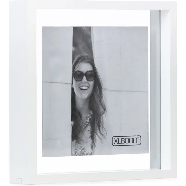 XLBoom Floating Box Fotolijst Wit 25x25cm - Zwevend houten frame met glas - Verkrijgbaar in wit, lichtbruin en zwart – Tijdloze design fotolijst voor modern wonen