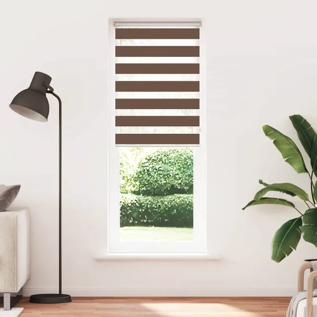 vidaXL Zebra rolgordijn 90x200 cm stofbreedte 85,9 cm polyester bruin