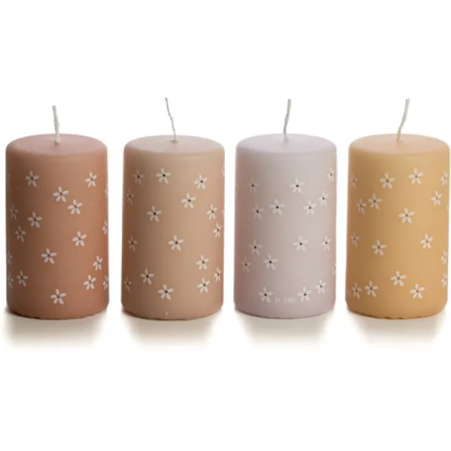 Rustik Lys Stompkaarsen 'Flowers Summer' - Set van 4 Roze