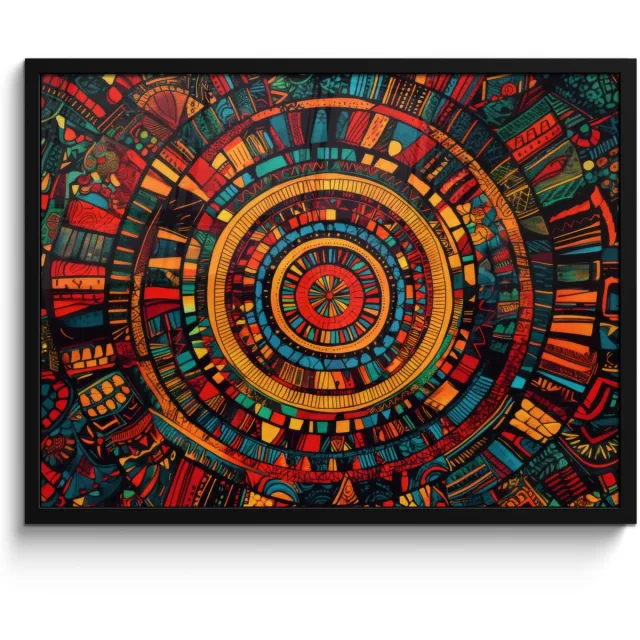FrameYourWall Poster in lijst - Fotolijst 70x50 cm - Posters - Mandala - Cirkels - Patronen - Posterlijst zwart - Decoratie - Wanddecoratie woonkamer - Muurdecoratie slaapkamer