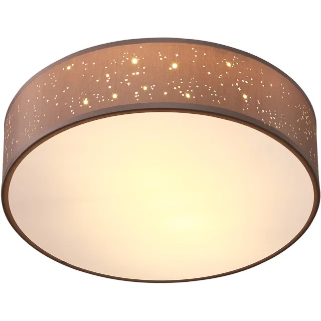 Monzana Plafondlamp - Sterrenhemel Rond 30cm 40 Watt Stof - Taupe Beige