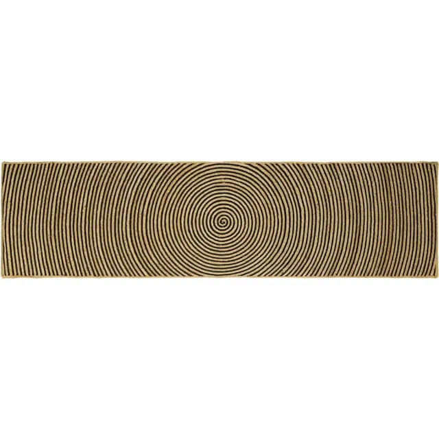 vidaXL Gebied - Tapijt - Naturel - en - Zwart - 80 - x - 300 - cm - Jute Naturel en Zwart