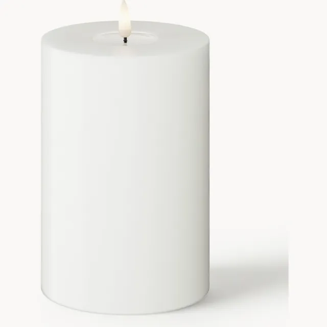 Deluxe Home Art Handgemaakte LED kaars Real Flame, H 15 cm Wit