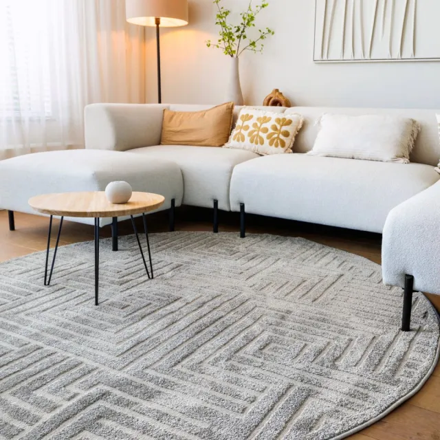 Nordic Weavers Rond vloerkleed Scandinavisch - Contour Gem grijs 160