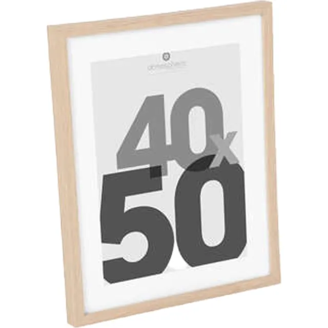 Atmosphera Créateur d'intérieur® Fotolijst Hout Glas - 40 X 50 CM - Wissellijst met passe partout - Glazen Posterlijst Houtkleurig