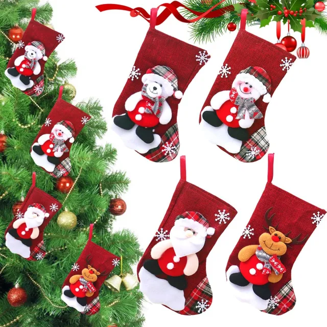 Famanu Mini-kerstsokken, set van 4, kerstkousen voor open haard, mini-kerstkousen voor decoratie, ideaal voor kerstdecoraties en gepersonaliseerde kerstkousen Zwart