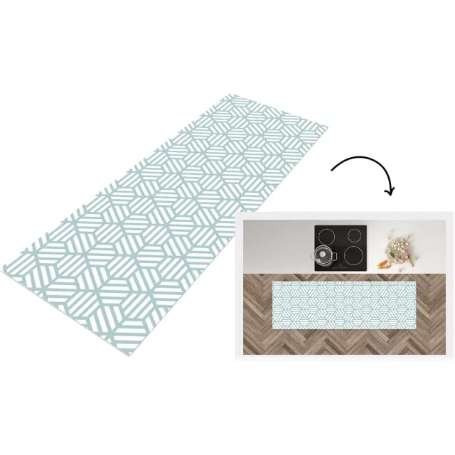 KitchenYeah Keukenloper - Loper keuken - Groen - Geometrie - Patronen - Abstract - Keukenloper vinyl Multicolor