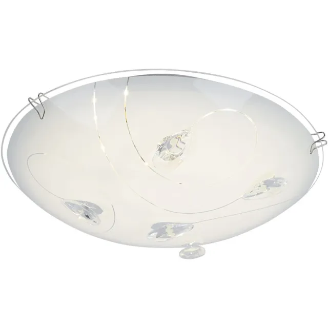 Globo Lighting Plafondlamp Eetkamerlamp LED designlamp met kristallen en lijnen, metaalglas, 1x LED 8 watt 640 lumen warm wit, D 25 cm