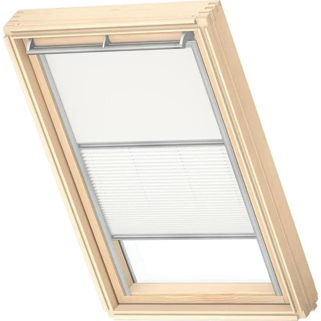 VELUX Origineel Verduisterend Rolgordijn Plus Plissé (DFD), Zilveren Kozijn, M08, 308, 2, Wit
