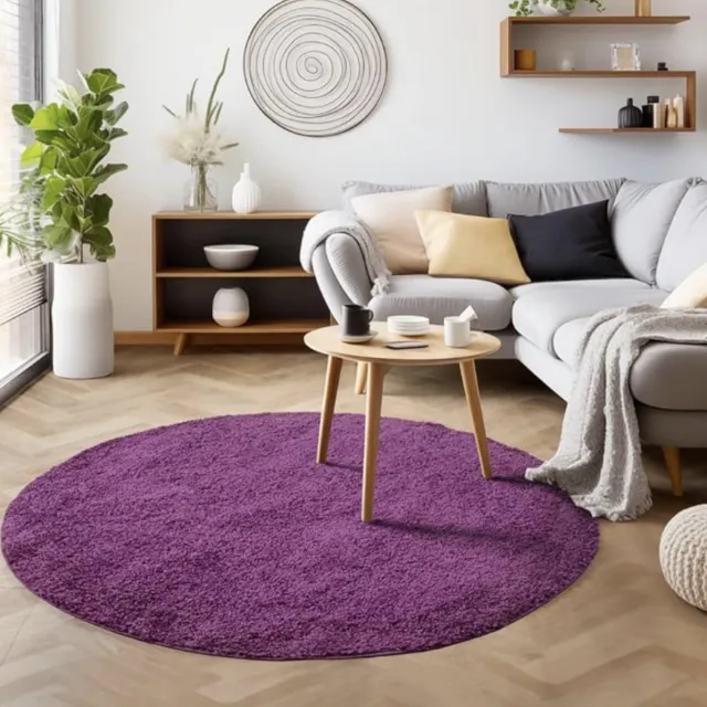 Muratap Basic Rond Shaggy vloerkleed Paars Hoogpolig- 120 CM Ø