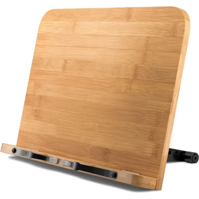 San Marque Hout einstelbaar leesstandaard, leeshouder, boekhouder, kookboekhouder, kookboekstandaard, boekenstandaard, boekstandaard, boekenstandaard van bamboe