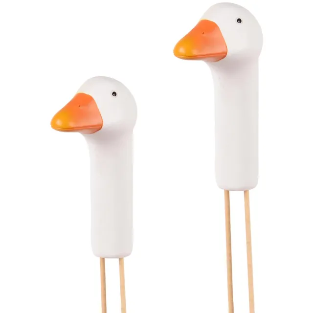 UNUS Tuinsteker ganzenkop groot set van 2 polyresin - Decoratie voor buiten - Tuin - Metaal - Tuindecoratie voor buiten Wit