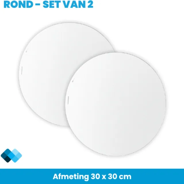 Dorburg Plakspiegels Rond 30 cm – Set 2 stuks - Ronde plakspiegel – Zelfklevend – Acryl – Zonder boren Transparant
