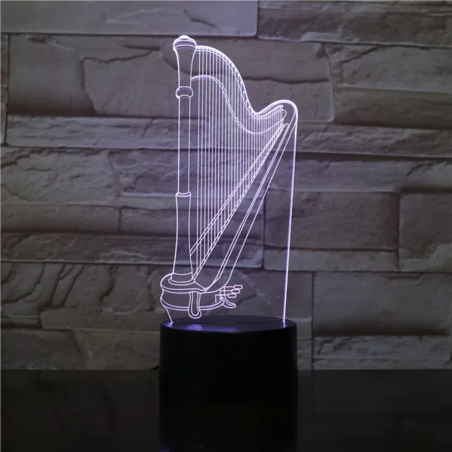 MC Living 3D Led Lamp Met Gravering - RGB 7 Kleuren - Harp