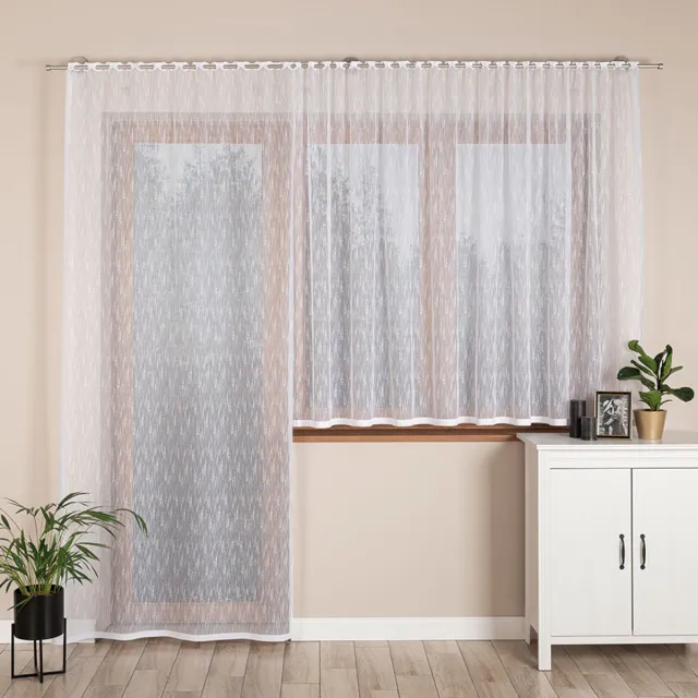 Markizeta EVA Serie - Kant-en-klare Jacquard Gordijn - 140x250 cm - Eenvoudige Onderkant - Wit