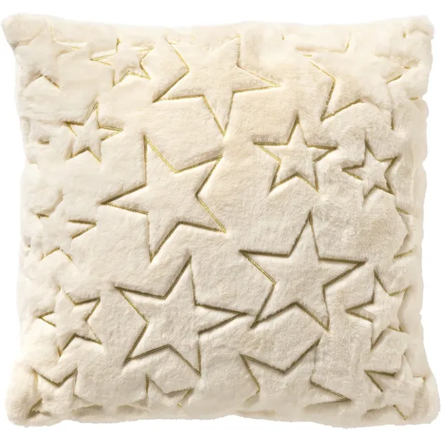 Textino STELLA - kussenhoes 45x45 cm - kerst - gouden sterren - Snow White - wit Gebroken wit