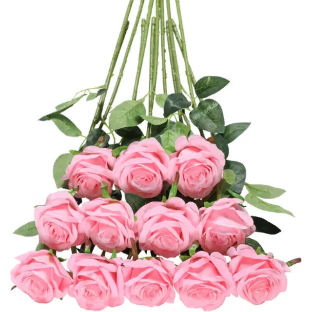 ROSIFY Kunstbloemen Nepbloemen - Kunstrozen - Zijden Bloemen - Set van 10 Kunst Rozen - 50cm - Roze Roze 10 stuks