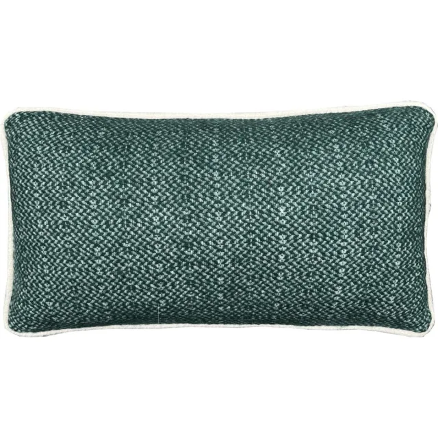 Malagoon Pine green structure recycled wool rectangle cushion Groen, Offwhite
