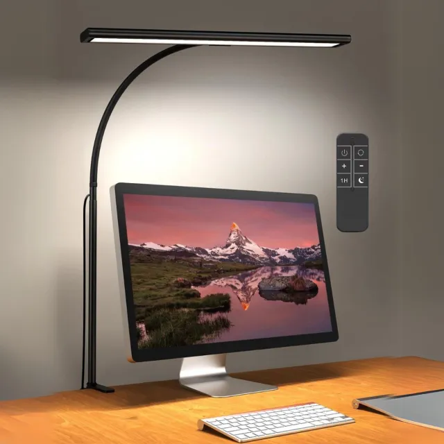 aura Bureaulamp led dimbaar daglicht - USB oplaadbaar - 10 kleurenfuncties - Daglichtlamp - met Afstandsbediening - Lichttherapielamp - Hobby lamp voor schilderen, puzzelen – UV-Vrij - Tafellamp/lamp staand - Zwart - ‎5cm x 40cm x 70cm; 453.59 g
