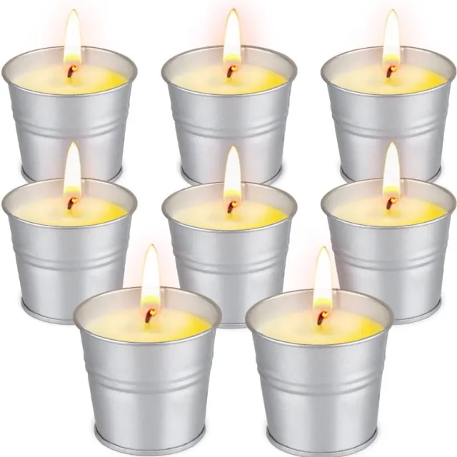 Supersun set van 8 Citronella-kaarsen 2oz Zilver