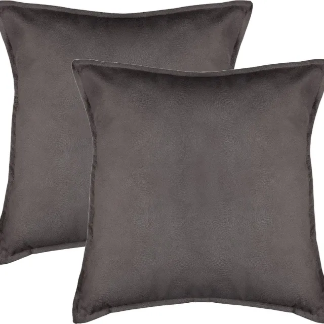 Atmosphera Bank/sierkussens huiskamer Sophia - 2x stuks - 52 x 52 cm - Donkergrijs - polyester - met rits