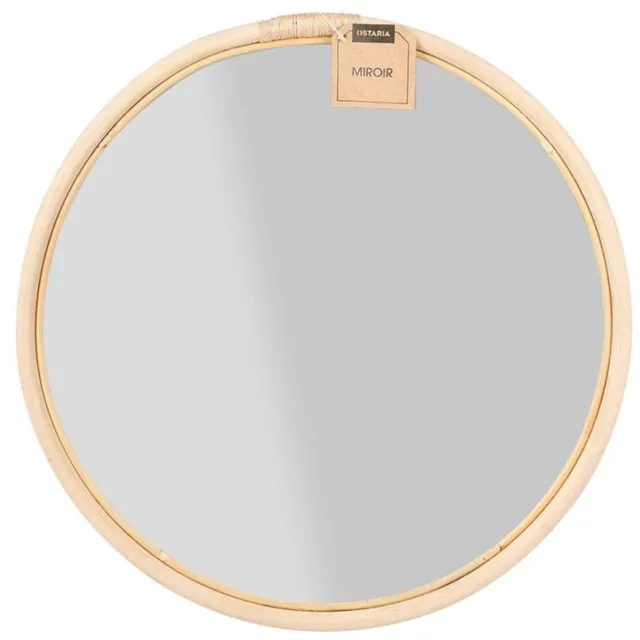 OSTARIA Wandspiegel rond - rotan - Dia 45 cm - bohemian/boho spiegel - Natuurlijk wonen Naturel
