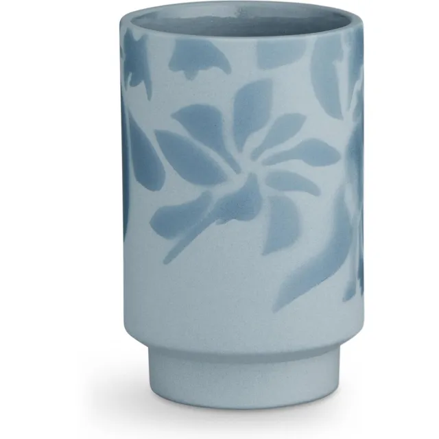 Kähler Design Kabell Vaas - Bloem motief - Hoogte 12,5 cm - Licht Blauw