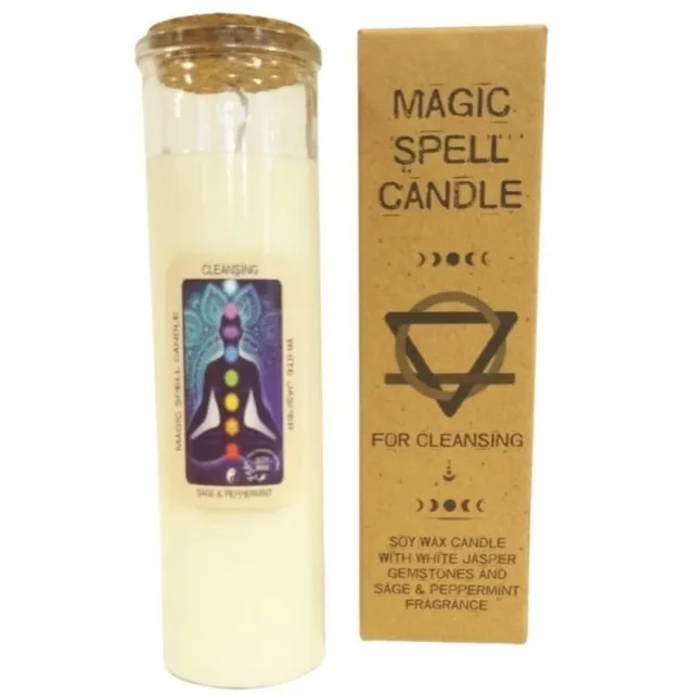 Ancient Wisdom Magische spreukkaars - Reinigend - Salie Pepermunt Kaars met Witte Jaspis multicolor