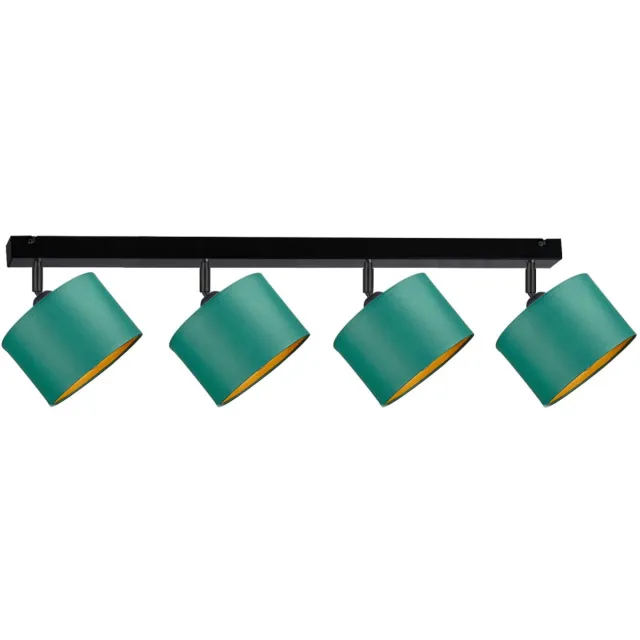 Keter Lighting FLOW GREEN Plafondlamp 4xE27 – Zwart Metaal & Donkergroene Stoffen Lampenkappen
