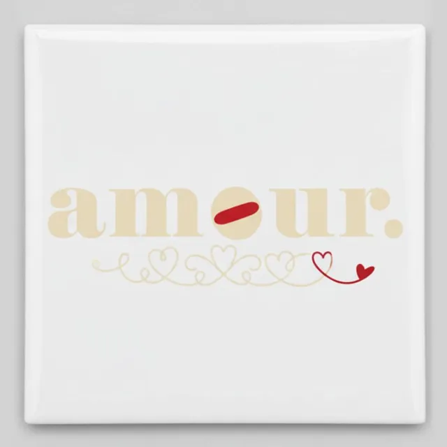 Nevolis Amour Quote Keramische Tegel – Romantisch Minimalistisch Liefdesdesign met Elegante Typografie – Decoratieve Tegel 15 × 15 cm Multi Color