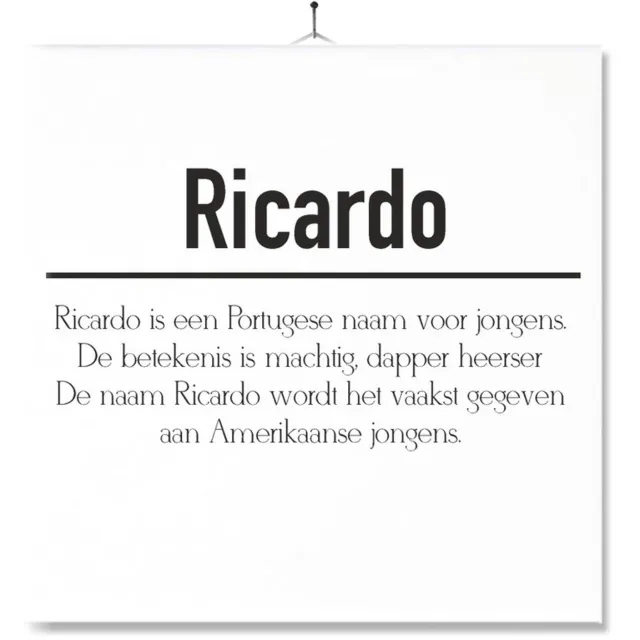 MC Living Tegel Met Opdruk | Betekenis | Kado | Cadeau | Met Naam - Ricardo Multi-Color