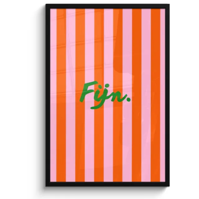 FrameYourWall Poster in lijst - Fotolijst 60x90 cm - Posters - Patroon - Oranje - Fijn - Strepen - Posterlijst zwart - Decoratie - Wanddecoratie woonkamer - Muurdecoratie slaapkamer