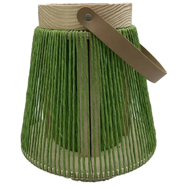 House of Nature Windlicht groen Rotan en hout 18cm - House of Nature