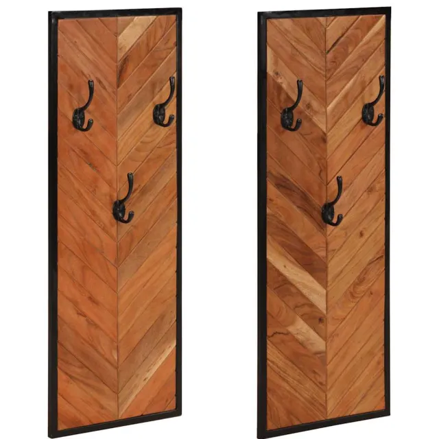vidaXL Kapstokken 2 st 35x1x90 cm massief acaciahout Bruin
