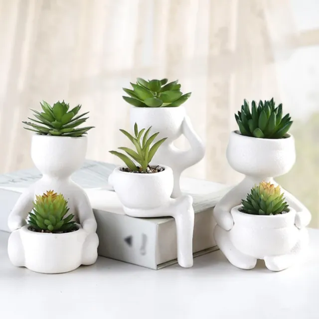 BOG 3 Stuks Kunstmatige Vetplanten - Mini Nepplanten In Keramische Pot - Realistische Kunstplanten Voor Woondecoratie - Onderhoudsvrije Faux Planten Voor Thuis En Kantoor WIT