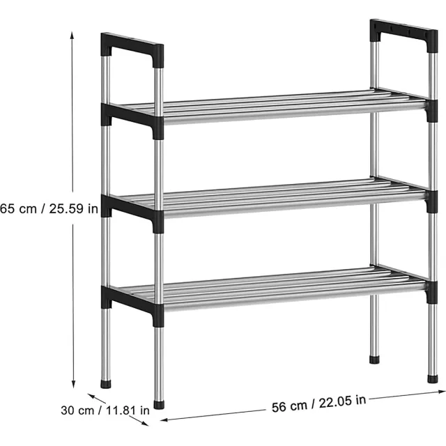 5 s S-5 verstelbare schoen opslag schoenenrek organizer plank hold stand stevig ontwerp, ruimtebesparend, eenvoudig te monteren (Zilver, 3 Lagen)