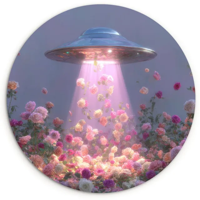 WallCircle Wandcirkel 140x140 cm - Muurcirkel Ufo - Rozen - Pastelkleuren - Muurdecoratie woonkamer - Wanddecoratie slaapkamer - Kamer decoratie accessoires - Ronde schilderijen