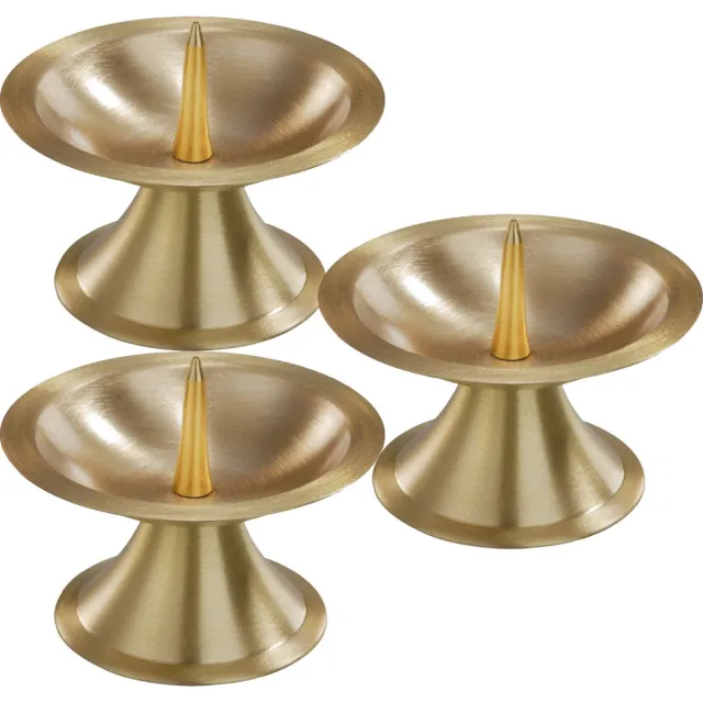Trend Candles Luxe kaarsenhouder voor stompkaarsen - 3x - goud - metaal - voor kaarsen van 5-6 cm Goudkleurig