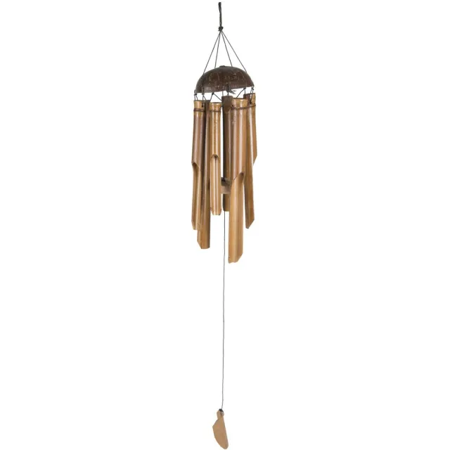 Mega Collections Windgong - rattan - 15 x 62 cm - tuin/balkon - oosterse sfeer Cognac bruin