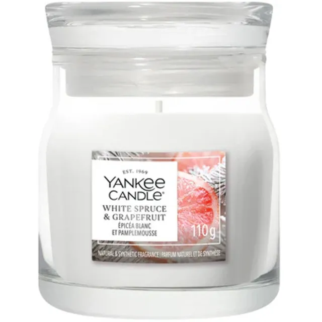Yankee Candle White Spruce & Grapefruit Small Jar Geurkaars - tot 30 branduren Wit