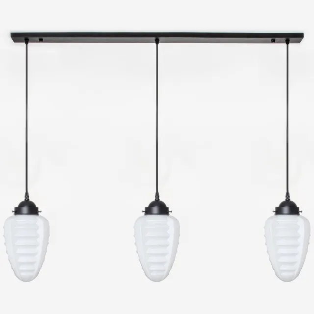 Coloured by Art 3 x Parole lampen aan plafondbalk Moonlight - Art Deco Trade Zwart