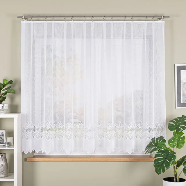 Markizeta Modesta Serie - Jacquard Kant-en-klaar Gordijn - 300x160 cm - Wit