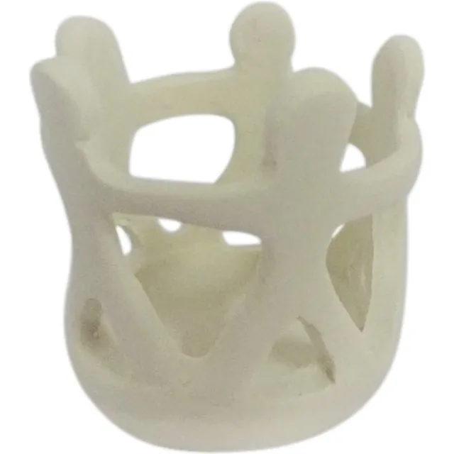 Waxinelichthouder - Vriendenkring creme polystone 6cm - Polystone Sawahasa - Thailand - Fairtrade Crème/Wit